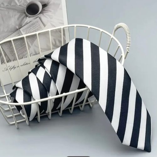 Black And White Striped Tie C