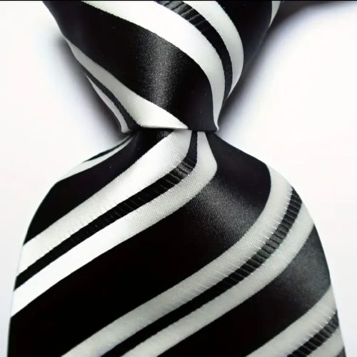 Black And White Striped Tie B