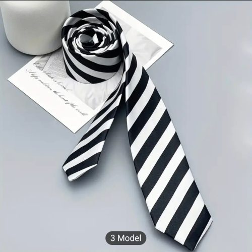 Black And White Striped Tie A