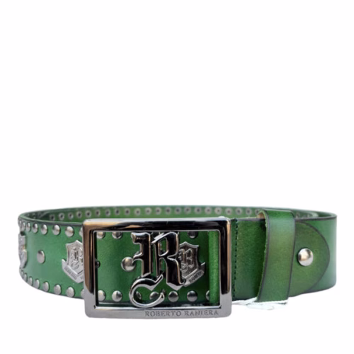Roberto Raniera Crested Green Leather Belt