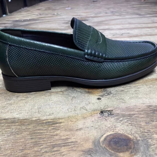 Sergio Mazzola green designer leather loafers