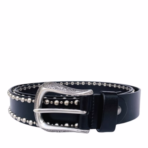 Studded Maverick Black leather Belt – Roberto Raniera 1