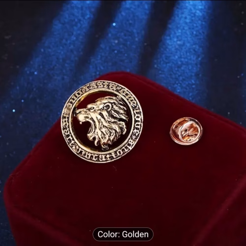 1pc vintage Business Style Zinc Alloy Male Lion head Brooch