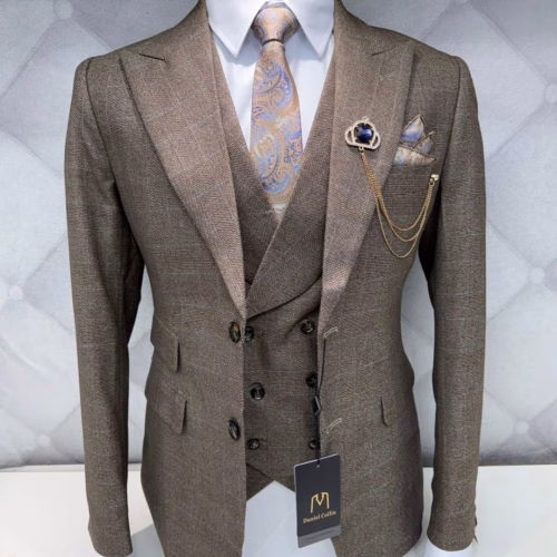 3 Piece Suit - Brown Checked
