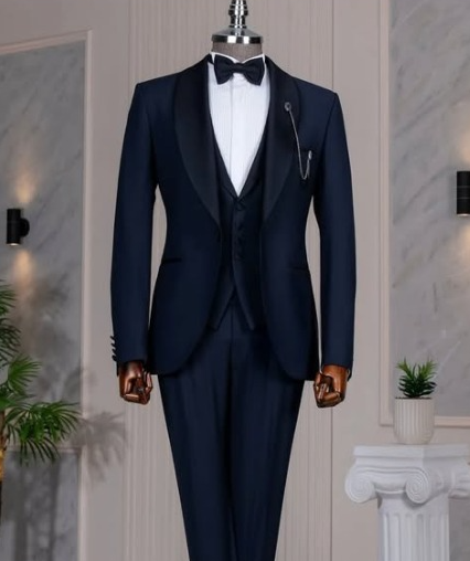 3 Piece Tuxedo - Navy Blue (Shawl)