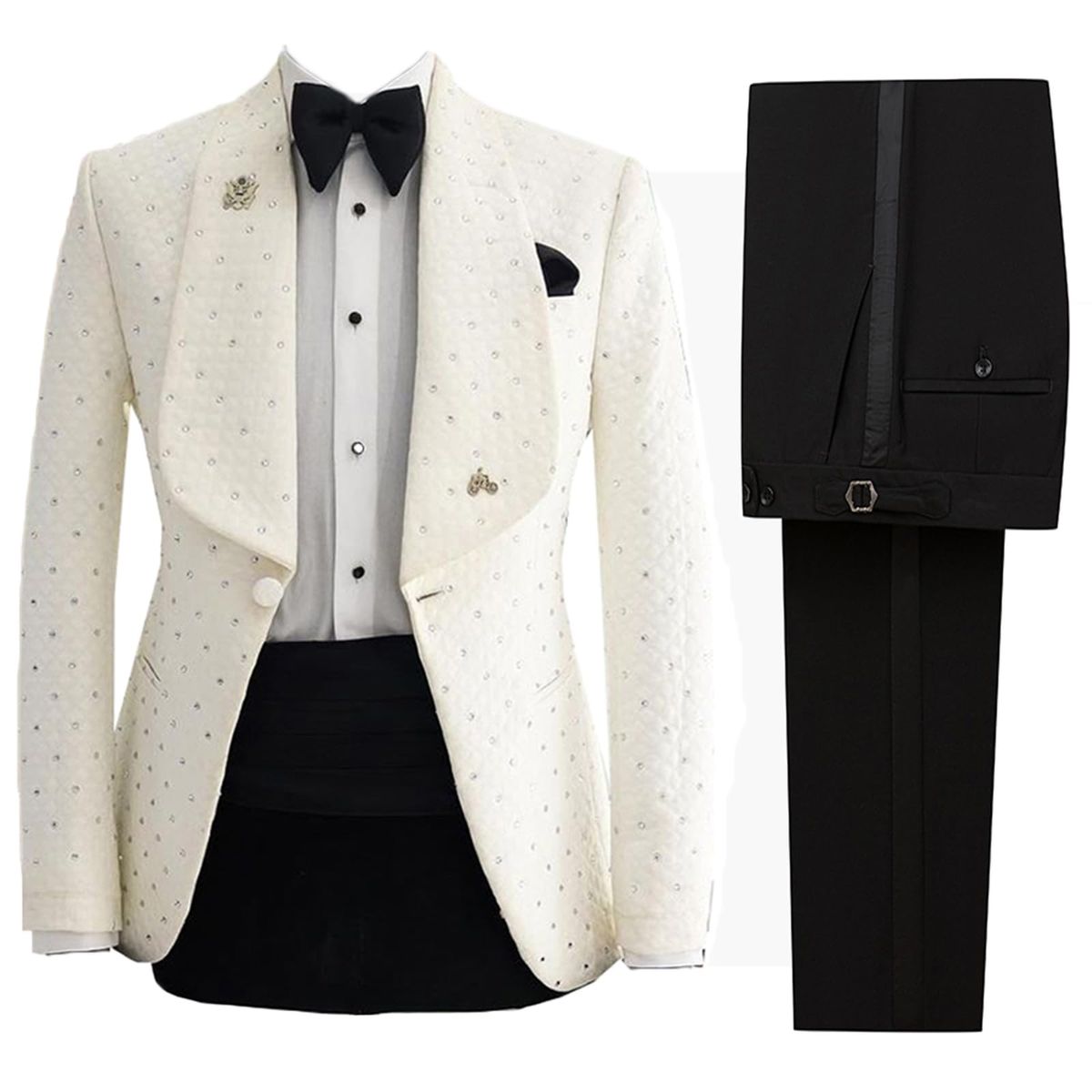 2 Piece Tuxedo Set - White and Black