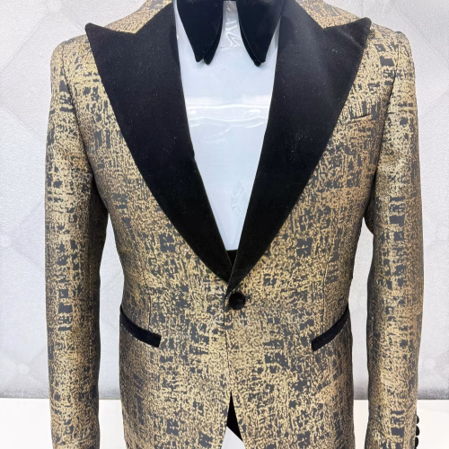 Peaked Lapel Tuxedo (With Extravagant Gold Embellishments)