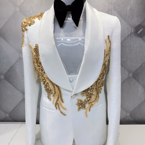 Shawl Lapel Regal Tuxedo (With Gold Crystal Embellishments)